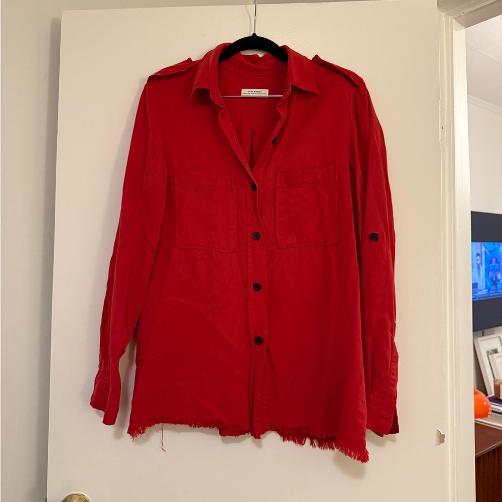 ZARA WOMEN RED BUTTON DOWN